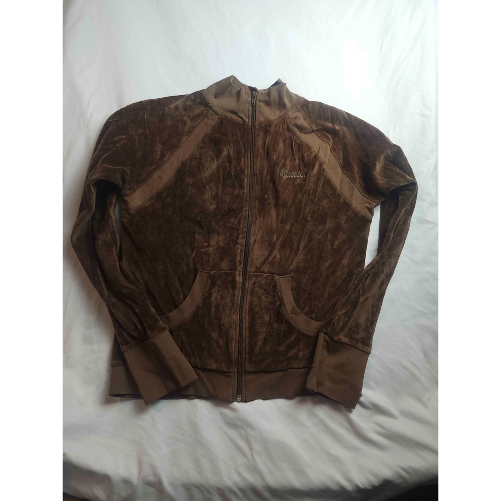 Vintage 90s Nautica Track Jacket Womens L Brown Athleisure Sporty Chic Full‎ Zip